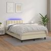 vidaXL Cama box spring c/ colch&atilde;o/LED 120x200cm couro artificial creme
