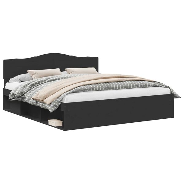 vidaXL Estrutura da Cama Preto 180 x 200 cm Madeira de Pinheiro S&oacute;lida
