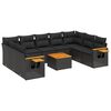 vidaXL 10 pcs conjunto sof&aacute;s de jardim c/ almofad&otilde;es vime PE preto