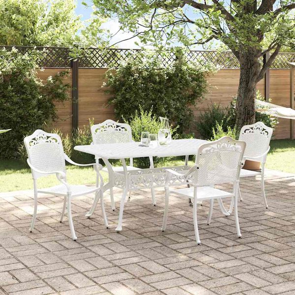 vidaXL Conjunto de Jantar para Jardim 5 pcs Branco Alum&iacute;nio