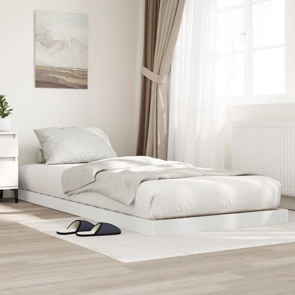 vidaXL Estrutura de cama de ch&atilde;o Branco 90 x 200 cm Madeira processada