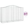 vidaXL Cestos gabi&atilde;o arqueados 7pcs 200x50x120/140cm ferro galvanizado