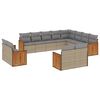 vidaXL 12 pcs conjunto de sof&aacute;s p/ jardim com almofad&otilde;es vime PE bege