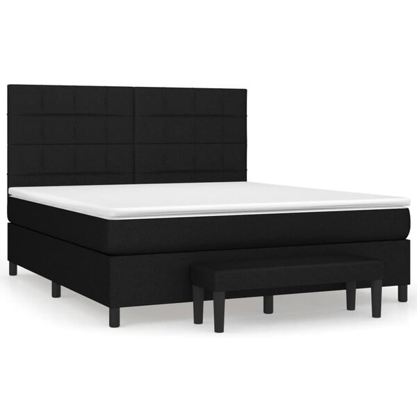 vidaXL Cama com molas/colch&atilde;o 160x200 cm tecido preto