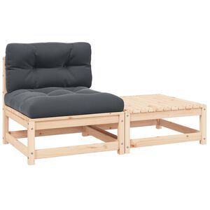vidaXL 2 pcs conjunto lounge de jardim com almofad&otilde;es pinho maci&ccedil;o