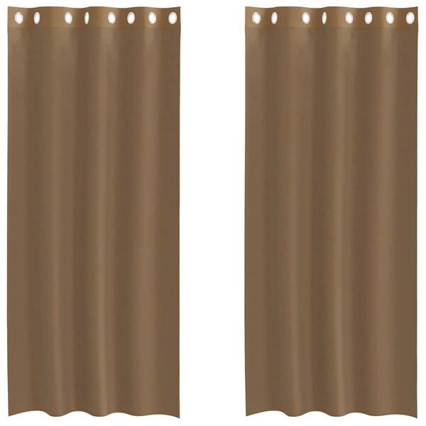 vidaXL Cortinas de voile com ilh&oacute;s 2 pcs castanho-claro