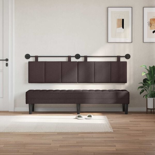 vidaXL Cabeceira Suspensa Riscas Marrom Escuro 190 x 55 x 5 cm tecido