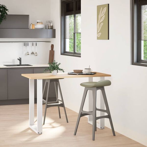 vidaXL P&eacute;s de mesa de bar em forma de U, 2 pe&ccedil;as, branco, 60x(90-91) cm, a&ccedil;o