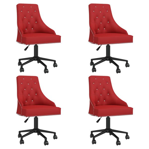 vidaXL Cadeiras de jantar girat&oacute;rias 4 pcs veludo vermelho tinto