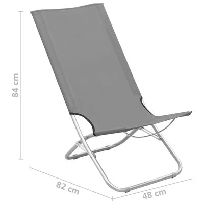 vidaXL Cadeiras de praia dobráveis 2 pcs tecido cinzento