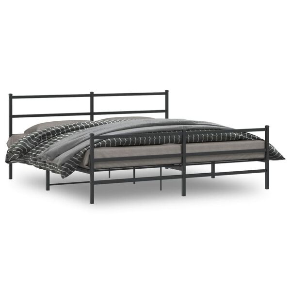 vidaXL Estrutura de cama com cabeceira e pés 183x213 cm metal preto