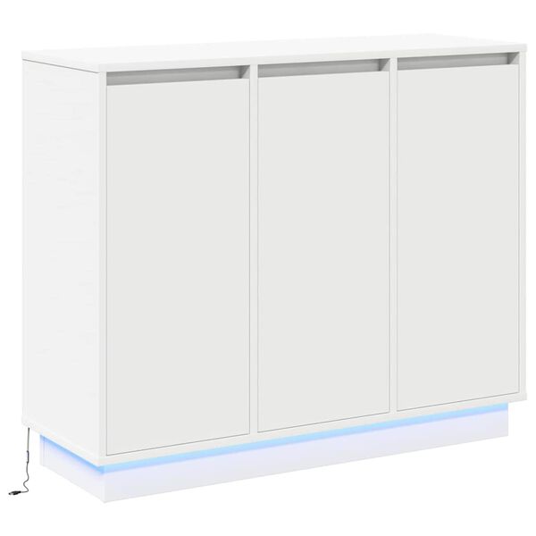 vidaXL Aparador LED Branco 90 x 32 x 75 cm Madeira processada