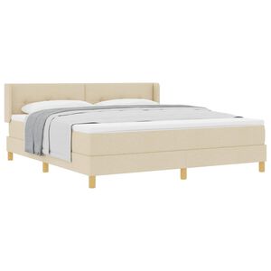 vidaXL Cama Box com colch&atilde;o com cabeceira Creme 200 x 180 cm Poli&eacute;ster