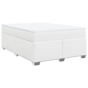 vidaXL Cama com molas/colch&atilde;o 140x200 cm couro artificial branco
