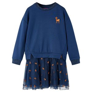 vidaXL Vestido de manga comprida para crian&ccedil;a azul-marinho 92