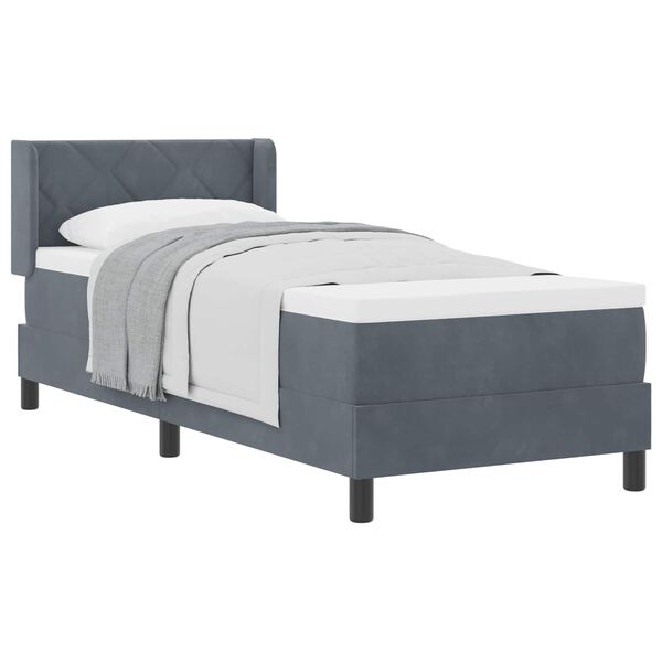 vidaXL Cama Box com colch&atilde;o Cinza Escuro 200 x 80 cm Veludo