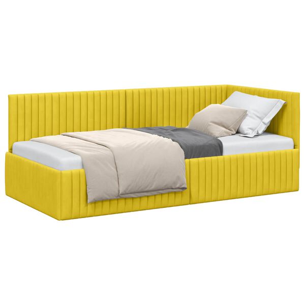 vidaXL Estrutura de Cama de Canto Amarelo 90 cm x 200 cm Veludo