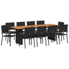 vidaXL Conjunto de Jantar para Jardim 11 unid. Preto vime PE