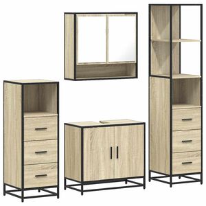 vidaXL 4 pcs conj. m&oacute;veis casa banho derivados madeira carvalho sonoma