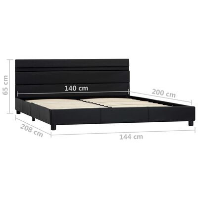 vidaXL Estrutura de cama com LED 140x200 cm couro artificial preto
