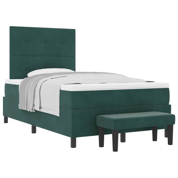 vidaXL Cama Box com colch&atilde;o Verde Escuro 120 x 200 cm Veludo