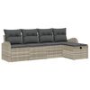 vidaXL Conjunto de Sof&aacute; de Jardim 5 unid. Cinzento-claro vime PE