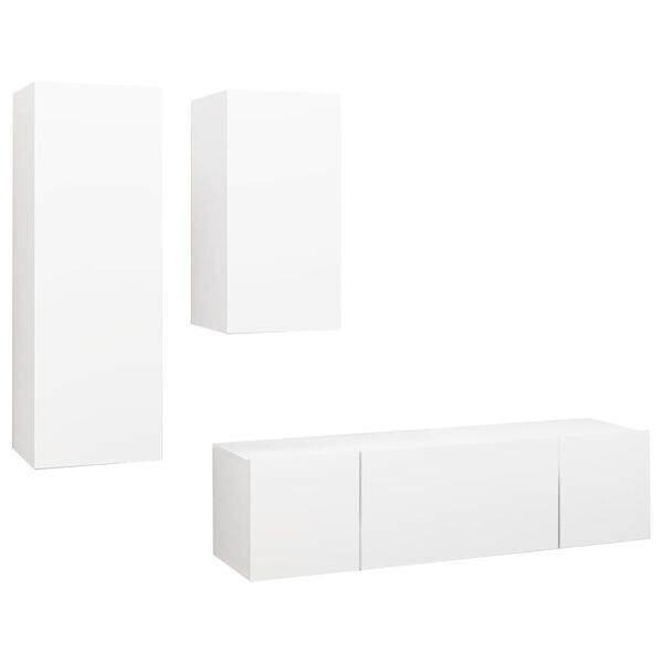 vidaXL 4 pcs conjunto de móveis de TV derivados de madeira branco