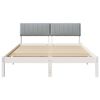 vidaXL Estrutura da cama Branco e cinza claro 135 x 190 cm