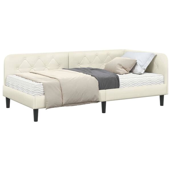 vidaXL Estrutura de Cama de Canto Creme 100 x 200 cm Veludo