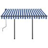 vidaXL Toldo retr&aacute;til autom&aacute;tico com postes 3,5x2,5 m azul e branco
