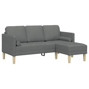 vidaXL Conjunto de Sof&aacute;s Cinza Escuro 173 x 131 x 67 cm Poli&eacute;ster