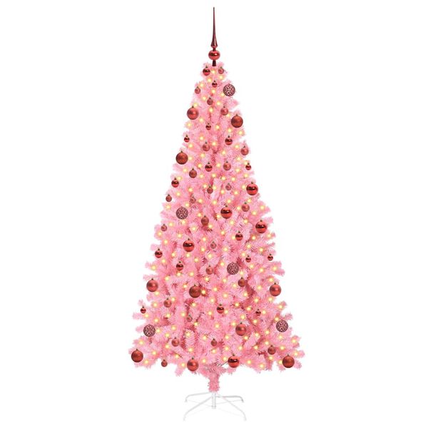 vidaXL &Aacute;rvore de Natal com 300 LEDs com suporte Rosa 180 cm PVC