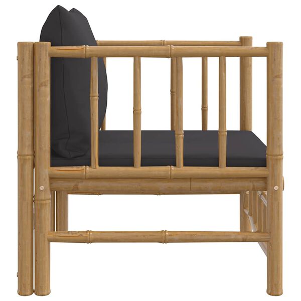 vidaXL Sof&aacute; de jardim com almofad&otilde;es bambu cinzento-escuro