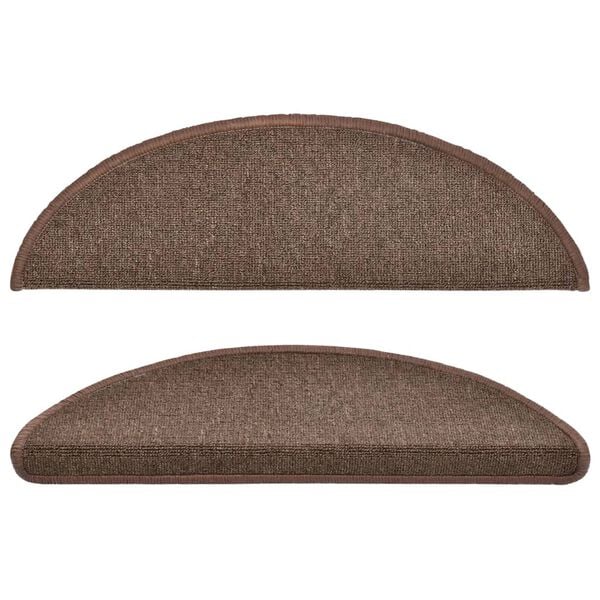 vidaXL Tapetes de escada 15 pe&ccedil;as 56x17x3 cm marrom caf&eacute; meio redondo