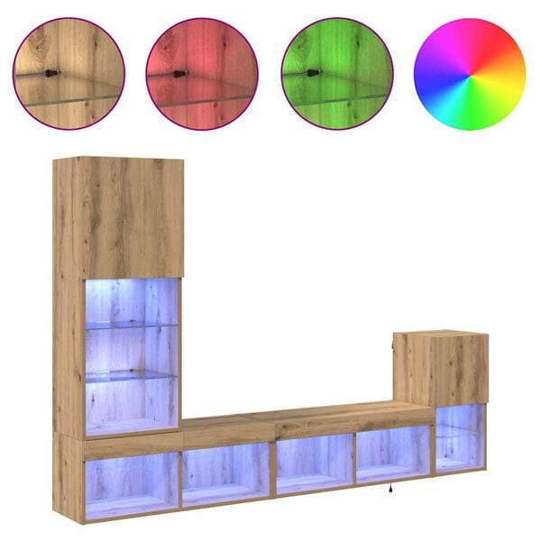 vidaXL Unidades de Parede para TV Montado na parede Carvalho Artesanal
