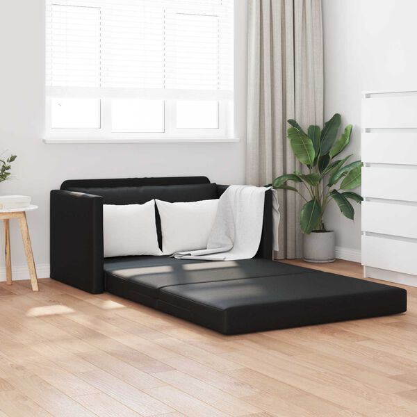 vidaXL Sof&aacute;-Cama 110cm Preto Couro Artificial
