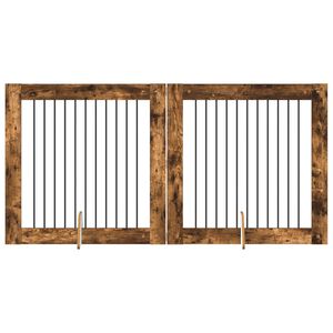 vidaXL Port&atilde;o de C&atilde;o com Suportes 2 pcs Carvalho Fumado 100 x 100 cm