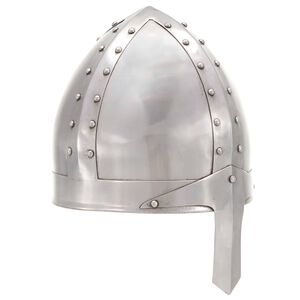 vidaXL Capacete de cavaleiro medieval r&eacute;plica LARP a&ccedil;o prateado