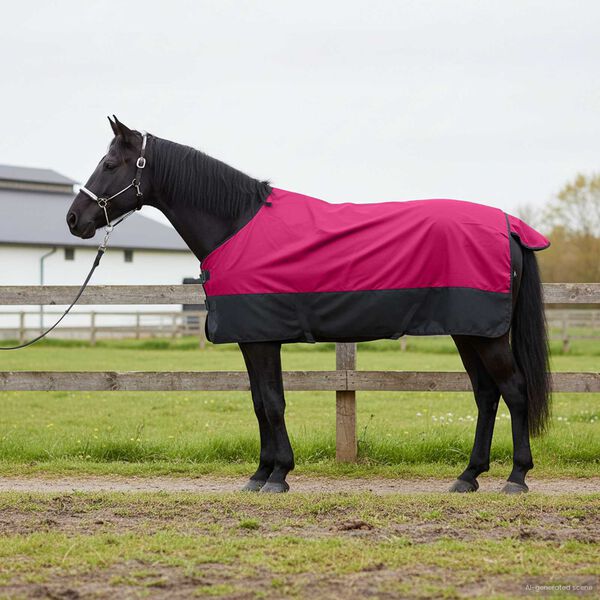 vidaXL Cobertor de Cavalo Rosa e Preto 125 cm Poli&eacute;ster