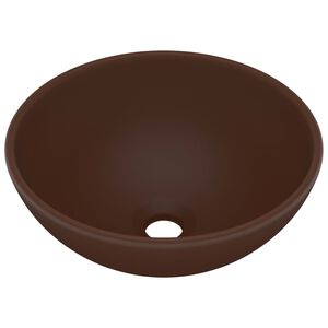vidaXL Lavat&oacute;rio WC luxuoso redondo 32,5x14cm cer&acirc;mica castanho mate