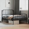 vidaXL Estrutura de cama com cabeceira e pés 107x203 cm metal preto