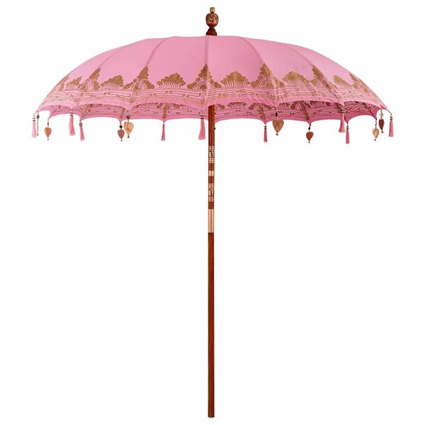 vidaXL Parasol Balin&ecirc;s 260 Rosa 210-220 cm Algod&atilde;o e madeira s&oacute;lida