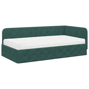 vidaXL Estrutura de Cama de Canto Verde Escuro 100 x 200 cm Veludo