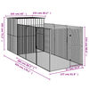 vidaXL Casota p/ c&atilde;es c/ parque 165x455x181 cm a&ccedil;o galvaniz. antracite