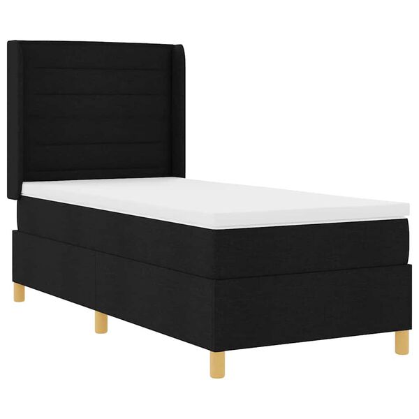 vidaXL Cama Box com colch&atilde;o com led Preto 100 x 200 cm tecido