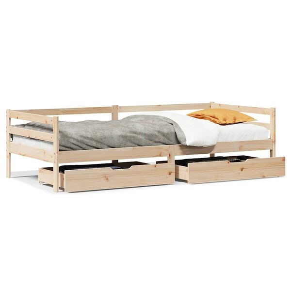 vidaXL Sof&aacute;-cama com gavetas 90x200 cm madeira de pinho maci&ccedil;a