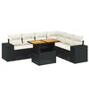 vidaXL 7 pcs conjunto de sof&aacute;s p/ jardim c/ almofad&otilde;es vime PE preto