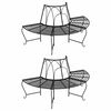 vidaXL Banco de &aacute;rvore semicircular 2 pcs &Oslash;159 cm a&ccedil;o preto