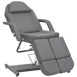 vidaXL Cadeira de esteticista couro artificial 180x62x78 cm cinzento