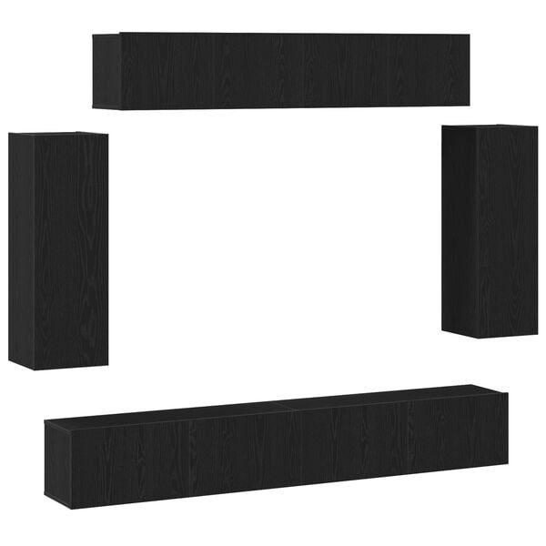 vidaXL Conjunto de m&oacute;vel de TV 6 pcs Carvalho Preto 100 x 30 x 30 cm
